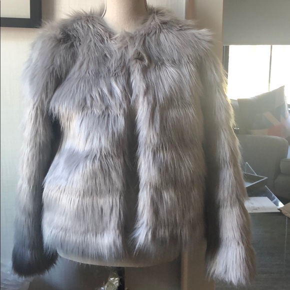 H&M Divided Gray faux fur jacket - Picture 1 of 6